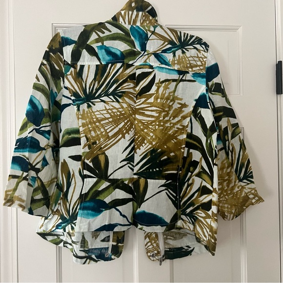Chico’s Zip-Front Tropical-Print Linen Jacket - Medium (Chico’s 1) - NWT - Picture 6 of 9